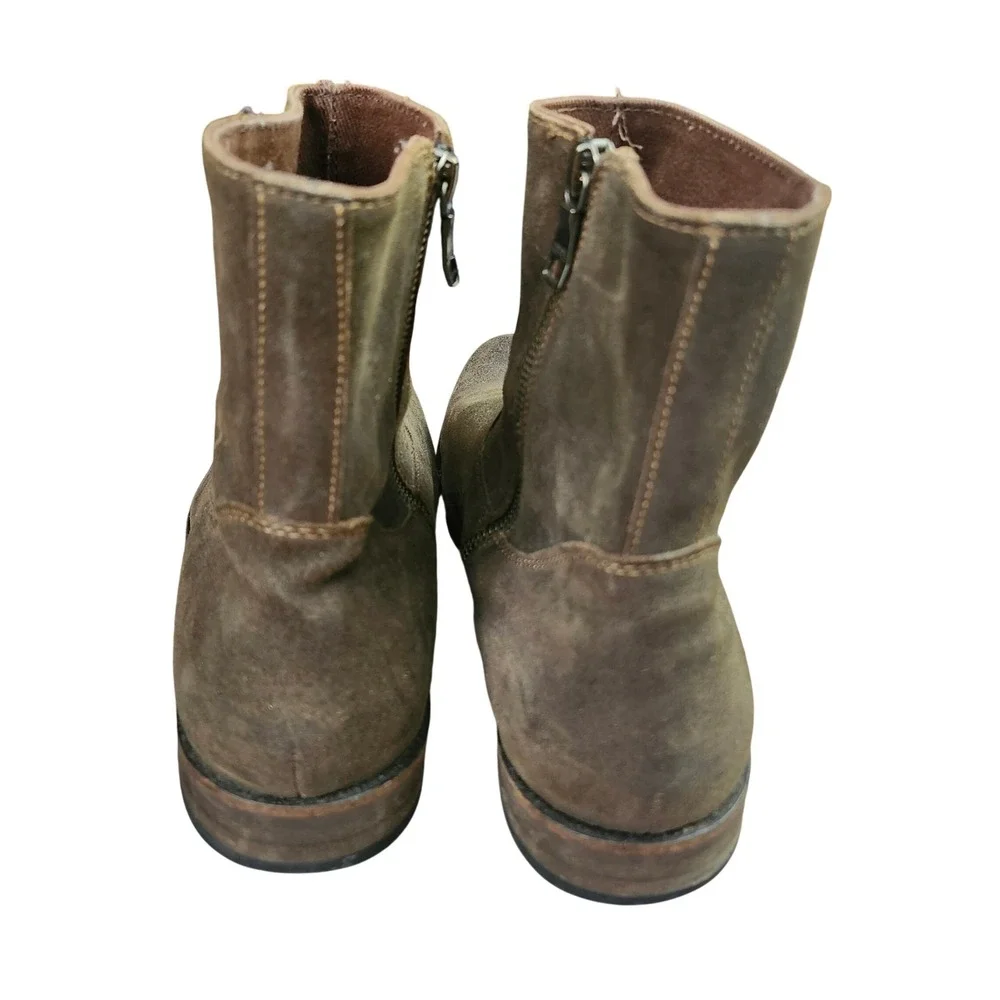 Banana Republic Mens 9.5 Brown Suede Leather Side Zip Ankle Boots Distressed